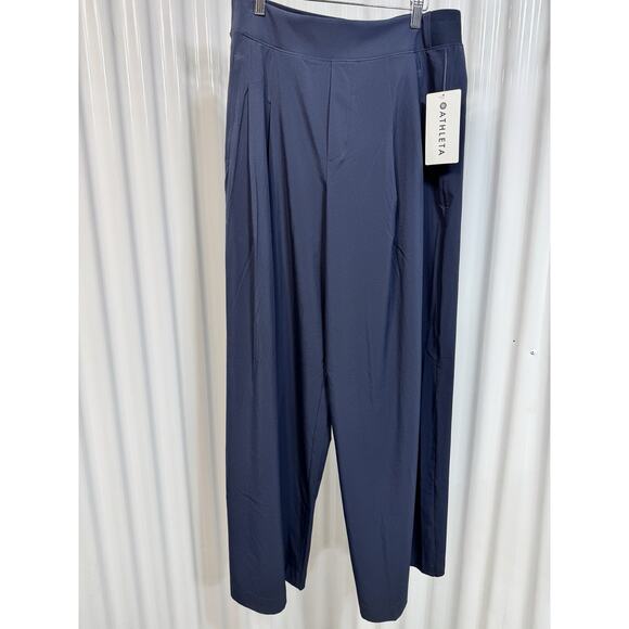 Athleta 12T (LT L TALL) Brooklyn Heights Pleated High Rise Wide Leg Pant, Blue. - Picture 1 of 5
